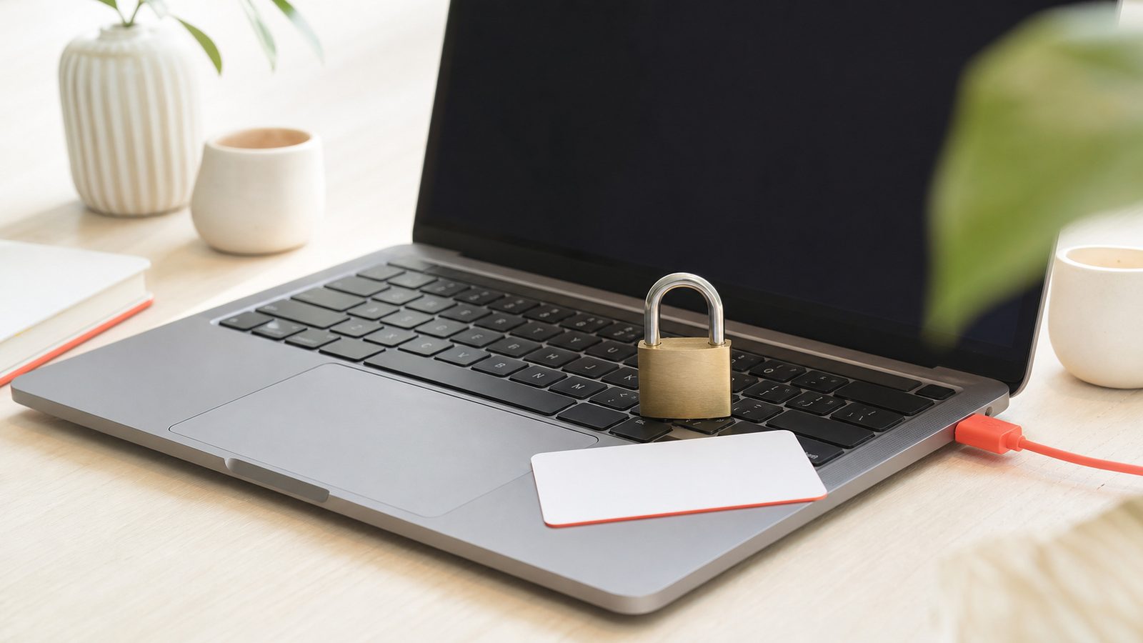Kłódka na klawiaturze laptopa symbolizująca ochronę danych
